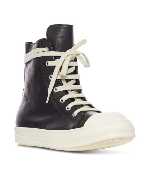 Rick Owens Black Round Toe High-Top Sneakers for men