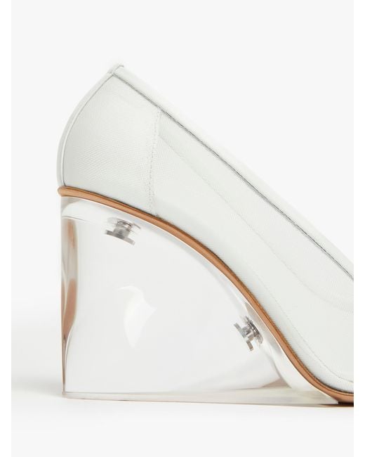 Sportmax White 90Mm Leather Wedge Platforms