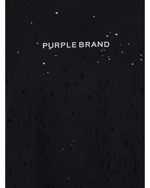 Purple Brand Black Ripped T-Shirt for men