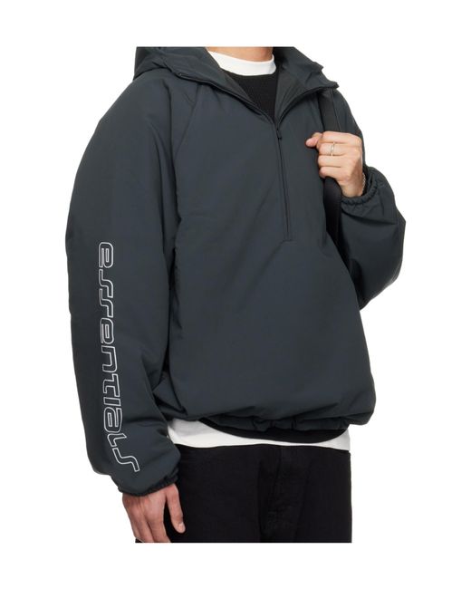 Fear Of God Gray Hooded Half-Zip Jacket for men