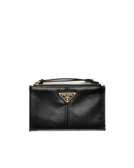 Prada Black Zip-Around Card Holder Wallet