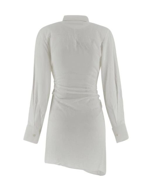 Jacquemus White La Robe Bahia Draped Shirt Dress