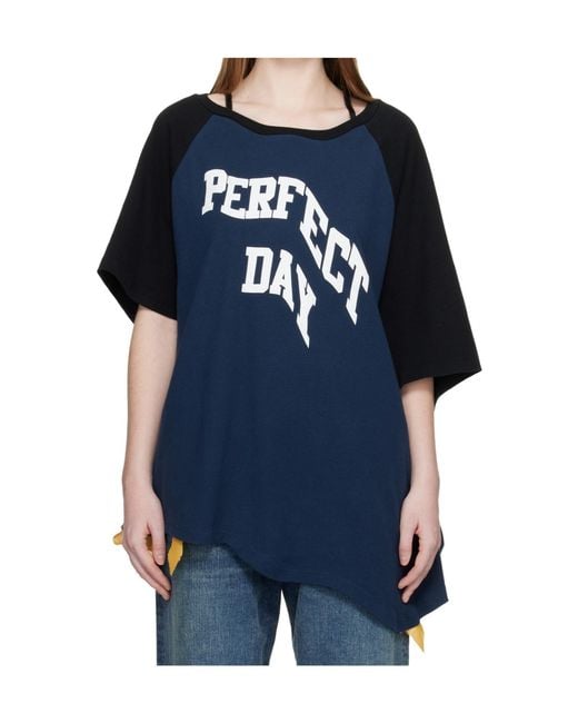 Undercover Blue Asymmetrical Short-Sleeved T-Shirt