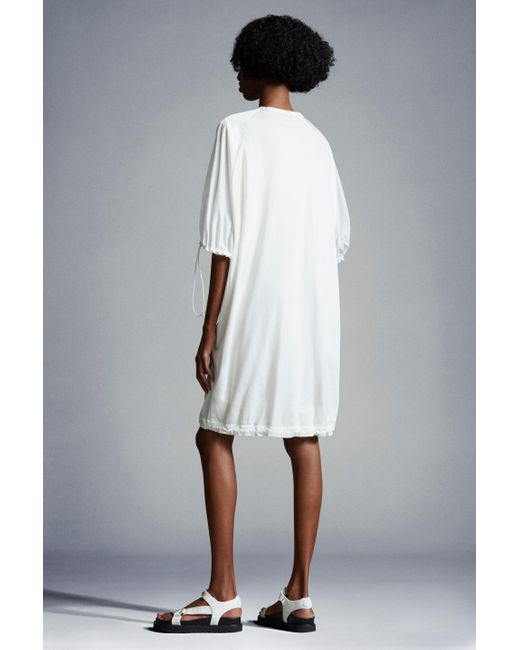 Moncler Gray Drawstring-Trim Midi T-Shirt Dress