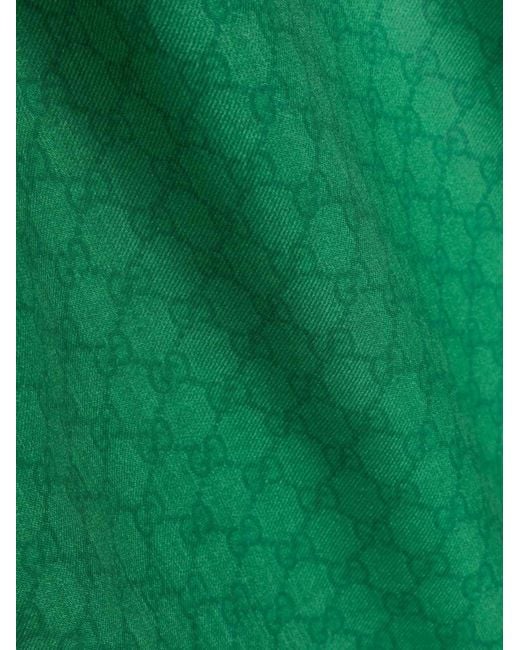 Gucci Green Gg Monogrammed Web-Stripe Scarf for men