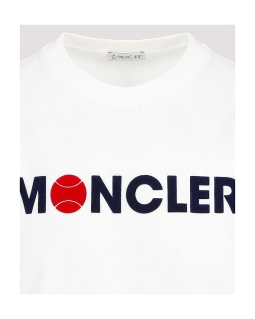 Moncler White Logo Detailed Crew Neck T-Shirt for men