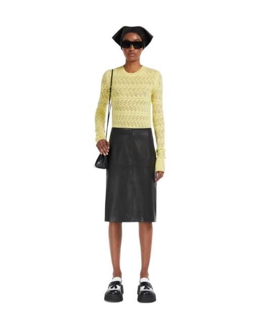 Sportmax Yellow Perforated Crewneck Knitted Jumper