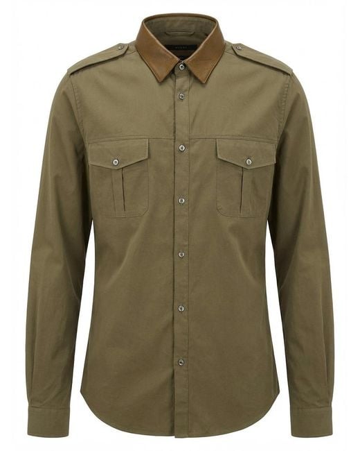 Gucci Green Button Shirt for men