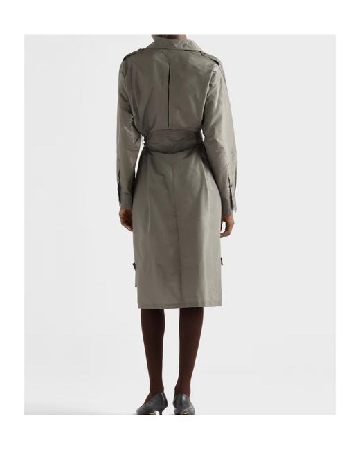 Prada Gray Robe Mi-Longue En Taffetas