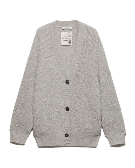 MAX&Co. Gray Undyed Wool-Blend Cardigan
