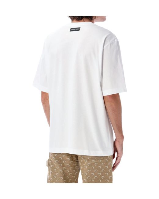 MARINE SERRE White Moon Embroidered Crewneck T-Shirt for men