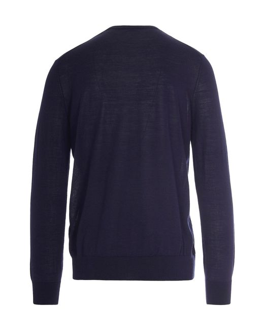 Ballantyne Blue Crewneck Ribbed Jumper for men