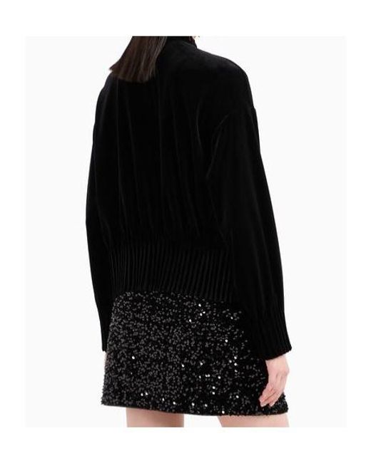 Emporio Armani Black Velvet Sweatshirt