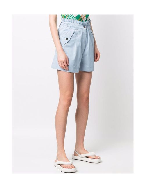 KENZO Blue High-Waist Elastic Waist Shorts