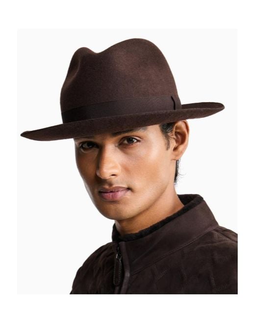 Giorgio Armani Blue Classic Felt Hat for men