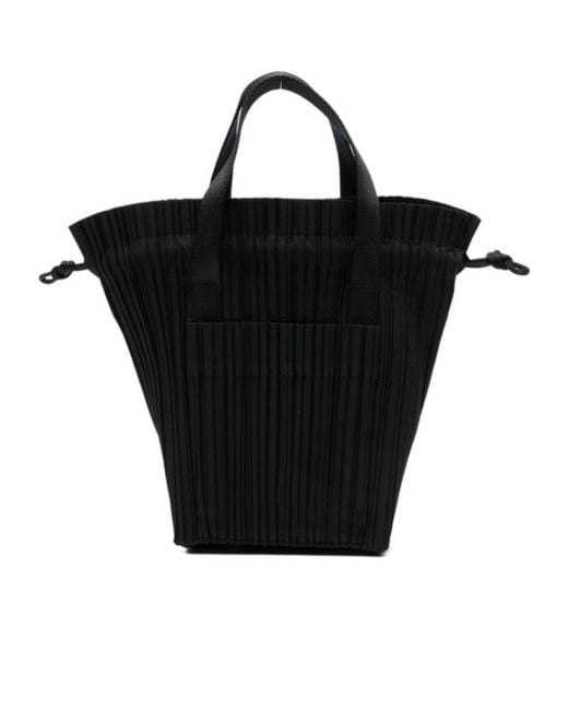 Pleats Please Issey Miyake Black Pleated Tote Bag