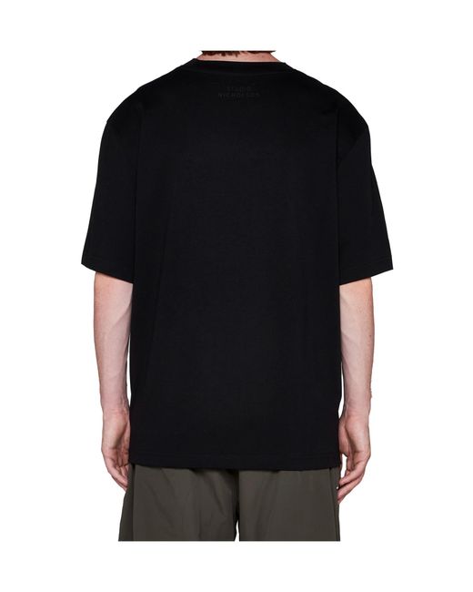 Studio Nicholson Black Lay Logo Detailed Crewneck T-Shirt for men