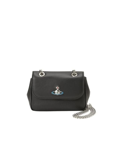 Vivienne Westwood Black Logo Chain Shoulder Bag