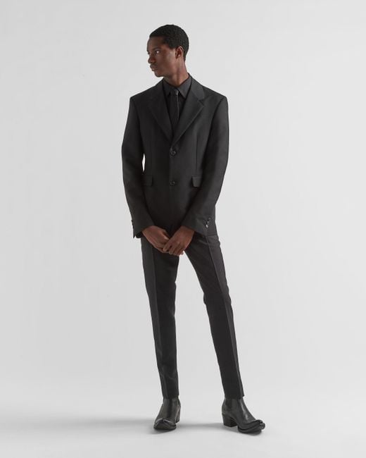 Prada Black Single-Breasted Mohair Wool Jacket for men