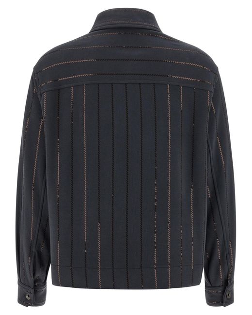 Brunello Cucinelli Black Sequin Embellished Fleece Shirt