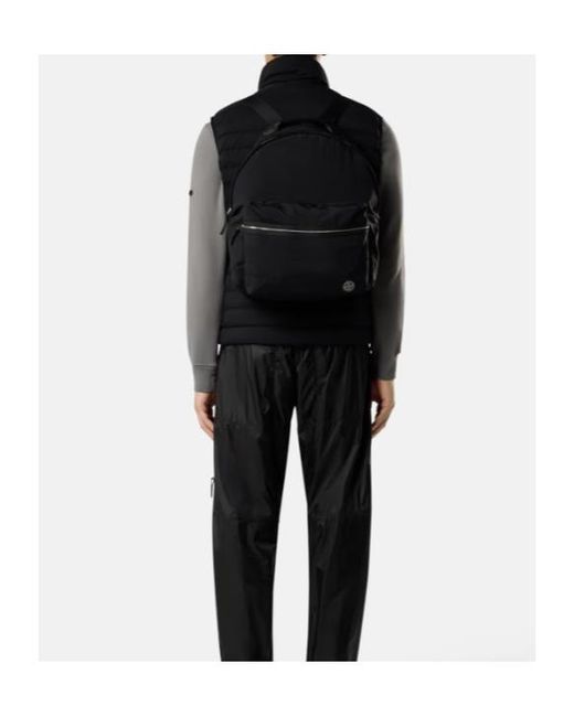 Stone Island Black Logo Patch Zipped Backpack for men