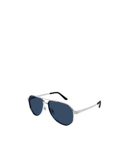 Cartier Blue Pilot Frame Sunglasses for men