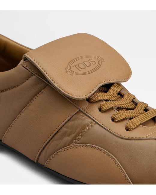 Tod's Brown Leather Strap Trainers for men