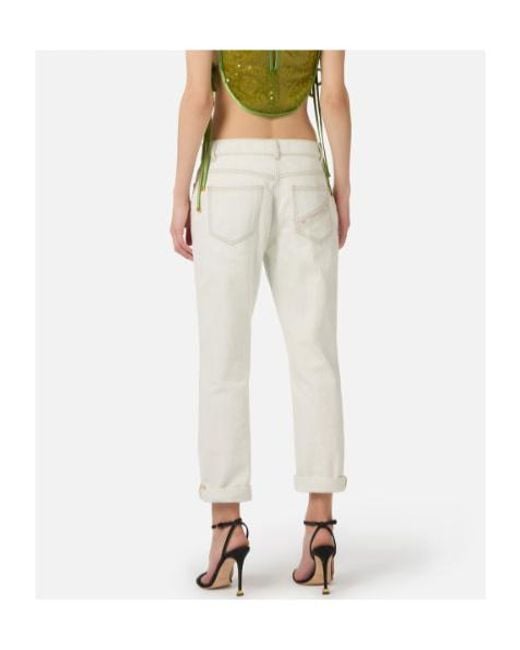 Elisabetta Franchi Gray Denim Five-Pocket Trousers