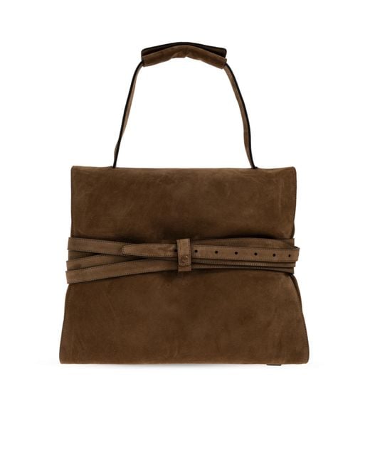 Moschino Brown Logo Detailed Top Handle Handbag