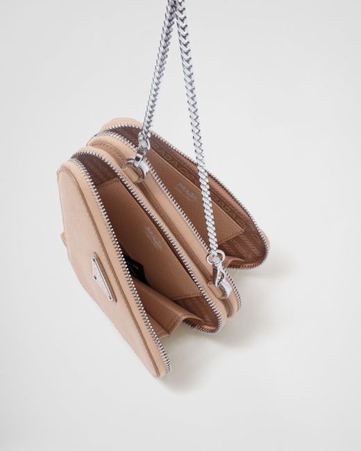 Prada White Saffiano Leather Mini Pouch