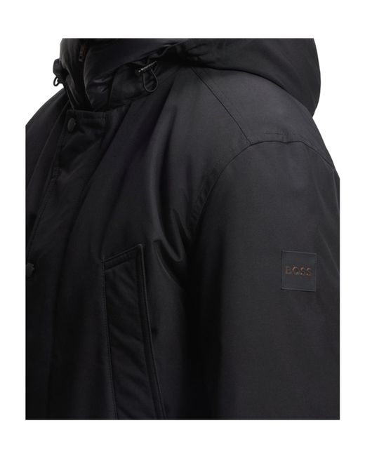 Boss Black Hooded Logo-Patch Jacket for men