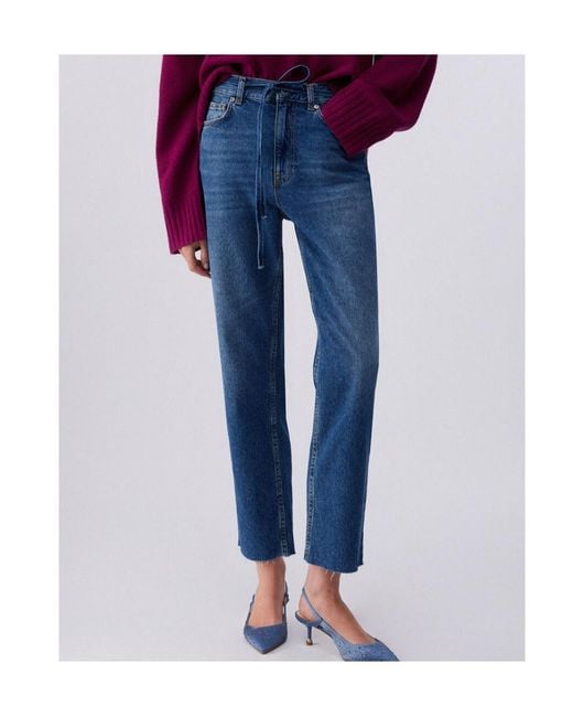 Liu Jo Blue Logo Patch Straight-Leg Jeans