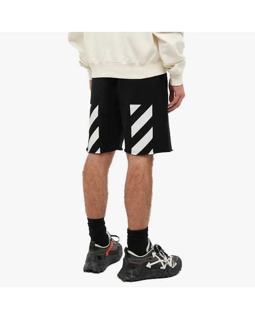 Off-White c/o Virgil Abloh Black Logo-Print Cotton Track Shorts for men