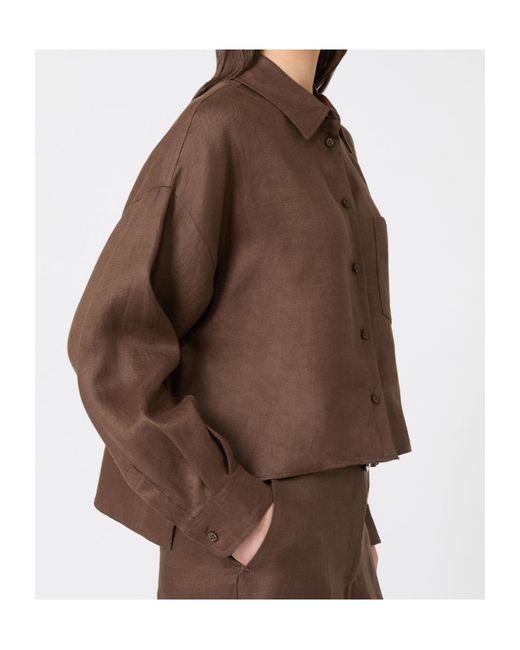 Weekend by Maxmara Brown Wkdcapo Cropped Boxy Shirt