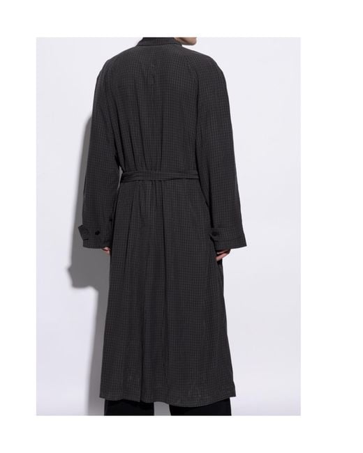 Balenciaga Black Checkered Belted Coat for men