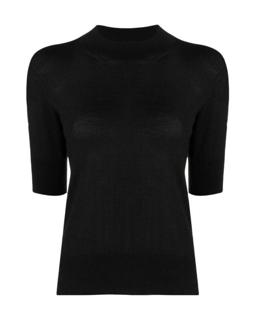 Jil Sander Black Mock-Neck Knitted Top