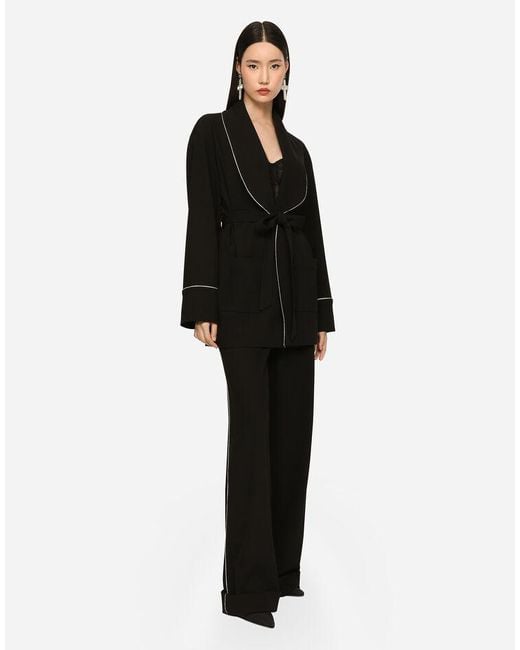 Dolce & Gabbana Black Kim Woolen Pajama Shirt With Belt