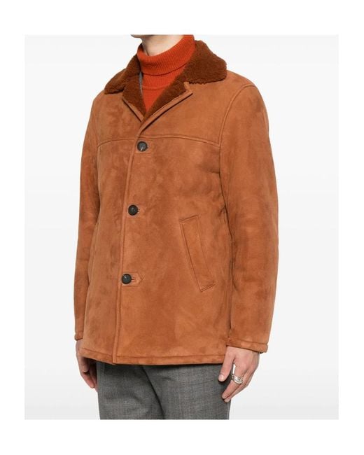 Tagliatore Brown Long-Sleeved Short Coat for men