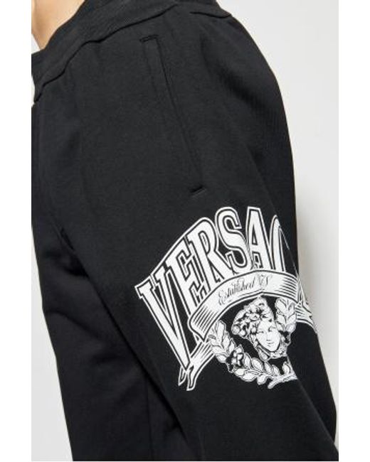 Versace Black Logo-Printed Sweatpants for men