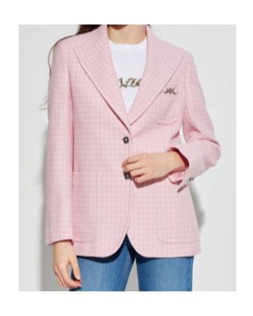 Versace Pink Checked Pattern Single-Breasted Blazer
