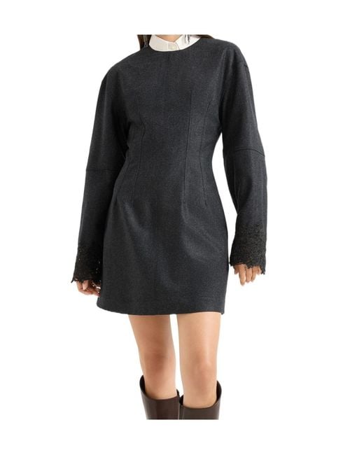 Brunello Cucinelli Black Wool Mini Dress