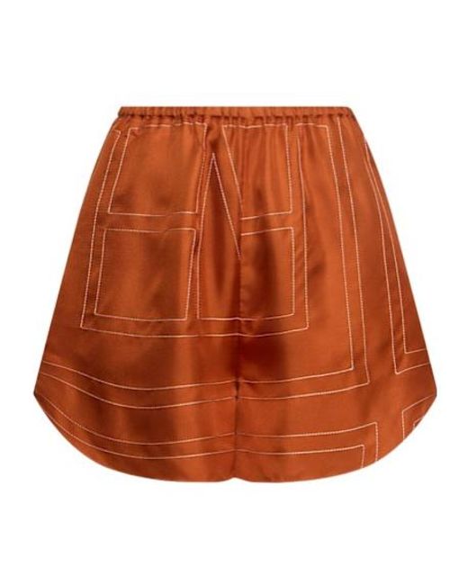 Totême  Brown Monogram Silk Pajama Shorts