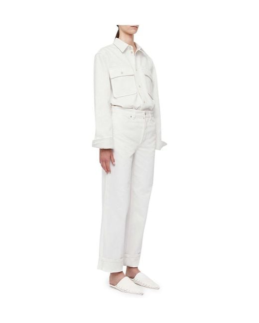 Jil Sander White Button Detailed Straight Leg Jeans
