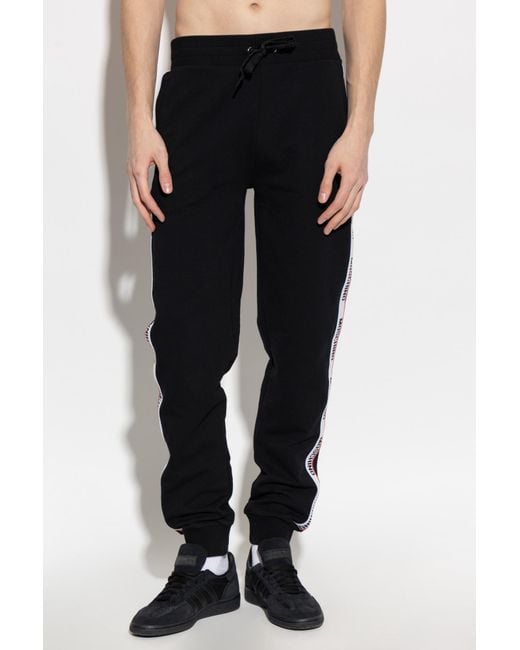Moschino Black Logo Stripes Drawstring Trousers for men