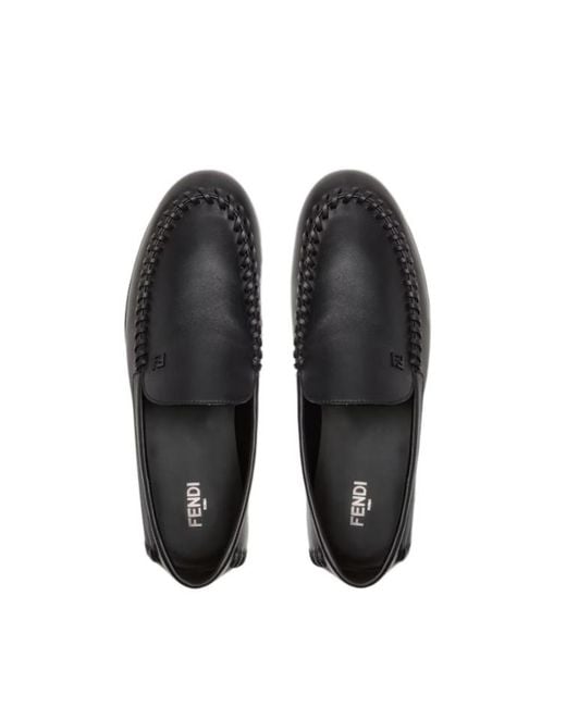 Fendi Black Braided Ff Slip-On Loafers for men
