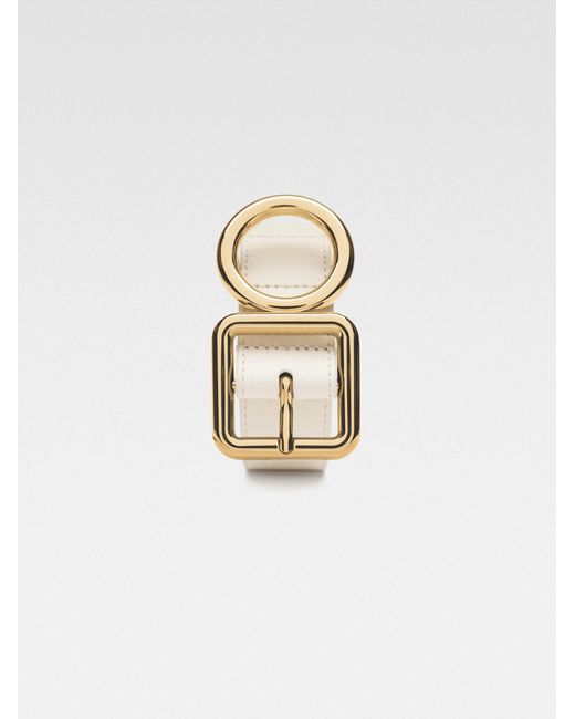 Jacquemus White Geometric-Buckle Leather Belt