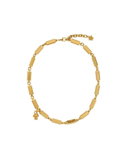 Versace Metallic Logo Engraved Column Necklace for men
