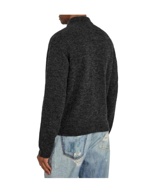 Our Legacy Black Evening Brushed Wool-Blend Polo Shirt for men