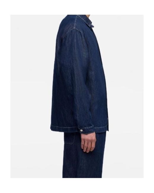 7 For All Mankind Blue Patch-Pocket Overshirt for men