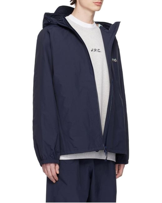 A.P.C. Blue X Asics Logo Printed Hooded Jacket for men